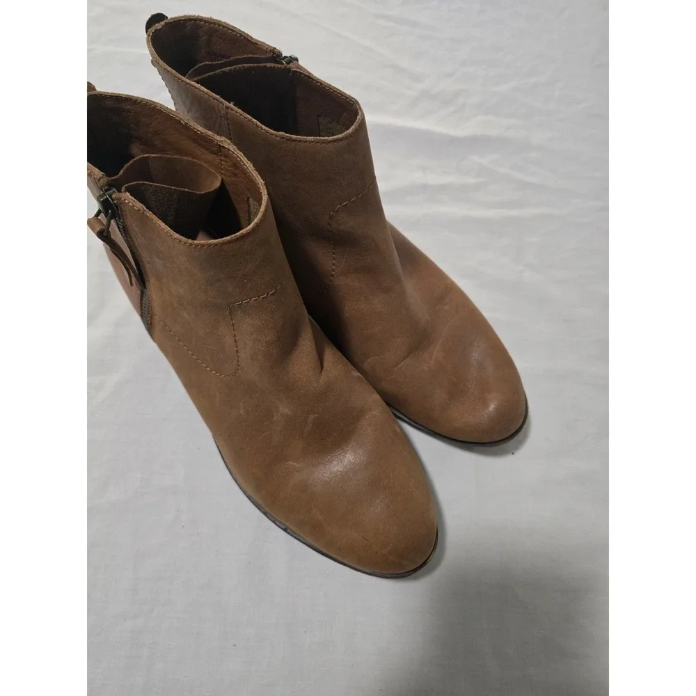 Lucky Brand Womens Size 11M | Basel Brown | Leather Booties Women's Side Zip EUC